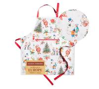 Maison d' Hermine Chromo Tablier 100% coton avec col réglable et poche centrale dissimulée longues cravates pour femme/homme chef cuisine (70cm x 85cm)