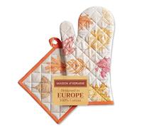 Maison d' Hermine Colors of Autumn Set de Gants de Four 100% Coton (19cm x 33cm) et manique (20cm x 20cm) pour Barbecue, Cuisine, pâtisserie, Micro-Ondes, Barbecue, Thanksgiving, Noel