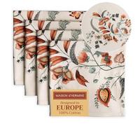 Maison d' Hermine Dalida Lot de 4 serviettes de table décoratives en tissu 100 % coton - Lavables - Pour dîner, fête prénatale, printemps/été (45 cm x 45 cm)