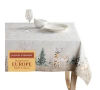 Maison d' Hermine Deer in The Woods Nappe 100% Coton pour Cuisine dîner Table décoration de fête Mariage, fête mères Thanksgiving/Noël (Rectangle, 140cm x 180cm)