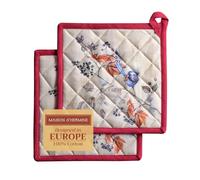 Maison d' Hermine Equinoxe Lot de 2 Pots à Passant Résistant à la Chaleur pour Barbecue Cuisine Cuisine Cuisine Cuisine Grillades Micro-Ondes Barbecue (Beige, 20cm x 20cm)