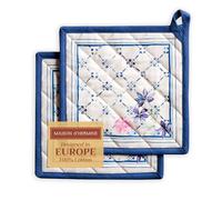 Maison d' Hermine Faience Lot de 2 maniques, 100% Coton, pour Barbecue, Cuisson, Four, Micro-Ondes, grillades, Printemps/été, Pâques, (20cm x 20cm)