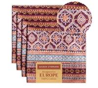 Maison d' Hermine Fair Isle Lot de 4 Serviettes Fair Isle - 100% Coton Doux et Confortable Parfait pour Les Dîners Mariages Cocktails Noël, fête mères (45cm x 45cm)