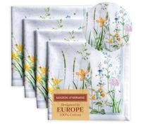 Maison d' Hermine Fleurs De Mai 100% Coton - Lot de 4 Serviettes Douces et Confortables - Parfaites pour Les dîners familiaux, Les Mariages, Les Cocktails, la Cuisine - Printemps/été (45cm x 45cm)