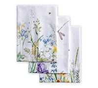 Maison d' Hermine Fleurs de Mai Lot de 3 Serviettes de Cuisine, de Bar, 100% Coton, Multifonctions, Printemps/été (50 cm x 70 cm)