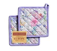 Maison d' Hermine Floral Love Lot de 2 maniques, 100% Coton, pour Barbecue, Cuisson, Four, Micro-Ondes, grillades, Printemps/été, Pâques, (20cm x 20cm)