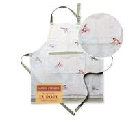 Maison d' Hermine Flying Birds Tablier de cuisine 100% coton avec col réglable et poche centrale cachée avec de longues attaches pour homme et femme chef cuisine, fête mères (70cm x 85cm)