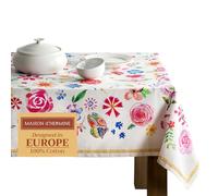 Maison d' Hermine Happy Florals - Sweety Nappe 100% Coton pour Cuisine dîner Table décoration de fête Mariage, fête mères Printemps/été (Rectangle, 140cm x 180cm)
