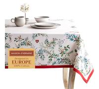 Maison d' Hermine Holly Time Nappe 100% Coton pour Cuisine dîner Dessus de Table décoration de fête Mariage, fête mères, Thanksgiving/Noël (Rectangle, 160cm x 220cm)