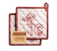 Maison d' Hermine Holy Jouy 100% Coton Set de 2 maniques BBQ, Cuisson, Cuisson, Four à Micro-Ondes, Grillades, Thanksgiving/Noël (Brown, 20cm x 20cm)