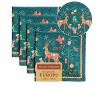 Maison d' Hermine Hygge Christmas Lot de 4 serviettes 100 % coton, douces et confortables, parfaites pour les dîners de famille, les mariages, les cocktails, la cuisine, la maison, Thanksgiving, Noël