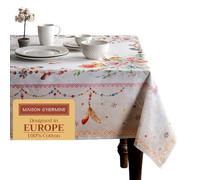 Maison d' Hermine Ibiza - Beige Nappe 100% Coton pour Table Rectangle de Cuisine, Salle à Manger - pour fête, Mariage, fête mères - Printemps/été (Rectangle, 140cm x 180cm)
