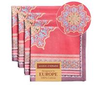 Maison d' Hermine Ispahan Lot de 4 serviettes de table, 100 % coton, douces et confortables, parfaites pour les dîners de famille, les mariages, les cocktails, Thanksgiving, Noël (45x45 cm)