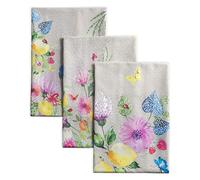 Maison d' Hermine Jardin D'Ete-Fog Lot de 3 Serviettes de Cuisine Multi-usages, 100% Coton, pour Le Bar, Printemps/été, 50 x 70 cm