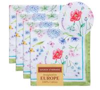 Maison d' Hermine Just Floral Lot de 4 Serviettes 100% Coton Douces et Confortables Idéal pour Les dîners familiaux, Les Mariages, Les Cocktails, la Cuisine, Le Printemps, l'été (45cm x 45cm)