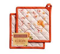 Maison d' Hermine Kelim Lot de 2 Pots à Passant Résistant À La Chaleur pour Barbecue, Cuisine, Cuisson, Grillades, Micro-Ondes, Barbecue (Prairie, 20cm x 20cm)