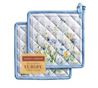 Maison d' Hermine Lot de 2 maniques 100% Coton résistant à la Chaleur, 20 cm x 20 cm, avec Une poignée, pour Manipuler Les Plats Chauds et Cuisiner au Printemps-été (Fleurs De Mai)