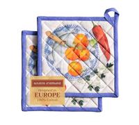 Maison d' Hermine Lot de 2 maniques 100% Coton résistant à la Chaleur, 20 cm x 20 cm, avec Une poignée, pour Manipuler Les Plats Chauds et Cuisiner au Printemps-été (Gourmand)