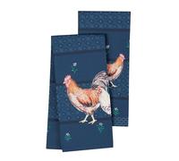 Maison d' Hermine Lot de 2 torchons de Cuisine réutilisables et absorbants 100% Coton, 70 cm x 50 cm, avec Boucle de Suspension pour la Cuisine et la Table. Printemps-Été - Meadow Rooster