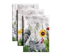 Maison d' Hermine Lot de 3 torchons de Cuisine 100% Coton Multi-usages pour Bar, Mariage, Restaurant, Buffet, fête et Camping, Basse Cour - Printemps/été (50 cm x 70 cm)