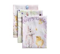 Maison d' Hermine Lot de 3 torchons de cuisine 100 % coton réutilisables absorbants avec boucle de suspension pour cuisine, maison, salle à manger, cocktails, printemps/été (70 x 50,8 cm, motif zeste