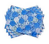 Maison d' Hermine Lot de 4 napperons réutilisables 100 % coton lavables pour cuisine, salle à manger, fête, mariage, restaurant, printemps/été (bleu d'été, 33 cm x 48 cm)