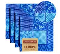 Maison d' Hermine Lot de 4 Serviettes de Table 100% Coton, carrées, réutilisables et lavables, pour Un Usage Quotidien, dîner, Mariage Printemps Été (Indigo Love, 45 cm x 45 cm)