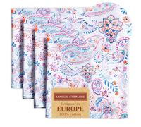 Maison d' Hermine Lot de 4 Serviettes de Table 100% Coton, carrées, réutilisables et lavables, pour Un Usage Quotidien, dîner, Mariage Printemps Été (Indian Floral, 45 cm x 45 cm)