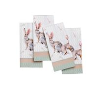 Maison d' Hermine Lot de 4 Serviettes de Table 100% Coton, carrées, réutilisables et lavables, pour Un Usage Quotidien, dîner, Mariage Printemps Été (Rabbits At Dawn, 45 cm x 45 cm)