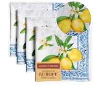 Maison d' Hermine Lot de 4 Serviettes de Table 100% Coton, carrées, réutilisables et lavables, pour Un Usage Quotidien, dîner, Mariage Printemps Été (Cedrat, 45 cm x 45 cm)