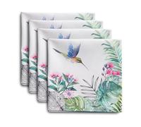 Maison d' Hermine Lot de 4 Serviettes de Table 100% Coton, carrées, réutilisables et lavables, pour Un Usage Quotidien, dîner, Mariage Printemps Été (Tropiques, 45 cm x 45 cm)