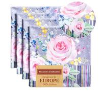 Maison d' Hermine Lot de 4 serviettes de table 100% coton, carrées, réutilisables et lavables, pour un usage quotidien, dîner, mariage Printemps Été(Sweet Rose Lavender - Lush Lavender, 45 cm x 45 cm)
