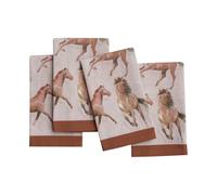 Maison d' Hermine Lot de 4 Serviettes de Table 100% Coton, carrées, réutilisables et lavables, pour Un Usage Quotidien, dîner, Mariage Printemps Été (Free Horse, 45 cm x 45 cm)