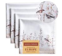 Maison d' Hermine Lot de 4 Serviettes de Table 100% Coton, carrées, réutilisables et lavables, pour Un Usage Quotidien, dîner, Mariage Printemps Été (Meadow Florals - Brown, 45 cm x 45 cm)