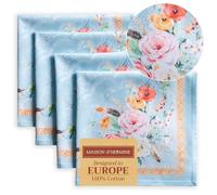 Maison d' Hermine Lot de 4 Serviettes de Table 100% Coton, carrées, réutilisables et lavables, pour Un Usage Quotidien, dîner, Mariage Printemps Été (Ibiza - Blue, 45 cm x 45 cm)