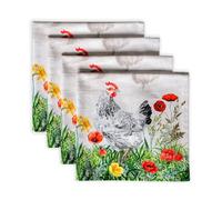 Maison d' Hermine Lot de 4 Serviettes de Table 100% Coton, carrées, réutilisables et lavables, pour Un Usage Quotidien, dîner, Mariage Printemps Été (Basse Cour, 45 cm x 45 cm)