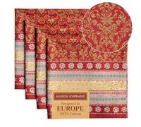 Maison d' Hermine Lot de 4 serviettes de table décoratives en tissu 100 % coton - Lavables - Pour dîner, fête prénatale, Sofia - Printemps/été (45 cm x 45 cm)