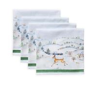Maison d' Hermine Lot de 4 serviettes en tissu 100 % coton réutilisables - Pour Noël, l'automne et le quotidien - Lavables pour table à manger ou mariage (Snowy World, 45 x 45 cm)