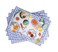 Maison d' Hermine - Lot de 4 Sets de Table 100% Coton lavables et réutilisables pour la Maison, la Cuisine, Les Repas, Les fêtes, Les Mariages Printemps Été (Gourmand, 33 cm x 48 cm)