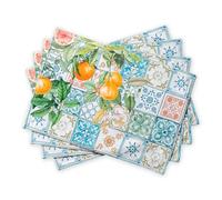 Maison d' Hermine - Lot de 4 Sets de Table 100% Coton lavables et réutilisables pour la Maison, la Cuisine, Les Repas, Les fêtes, Les Mariages Printemps Été (Agrume, 33 cm x 48 cm)