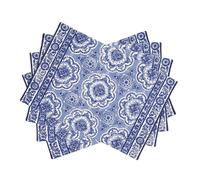 Maison d' Hermine - Lot de 4 Sets de Table 100% Coton lavables et réutilisables pour la Maison, la Cuisine, Les Repas, Les fêtes, Les Mariages Printemps Été (Melodie Bleue, 33 cm x 48 cm)
