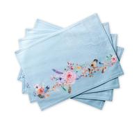 Maison d' Hermine - Lot de 4 Sets de Table 100% Coton lavables et réutilisables pour la Maison, la Cuisine, Les Repas, Les fêtes, Les Mariages Printemps Été (Ibiza - Blue, 33 cm x 48 cm)