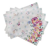 Maison d' Hermine - Lot de 4 Sets de Table 100% Coton lavables et réutilisables pour la Maison, la Cuisine, Les Repas, Les fêtes, Les Mariages Printemps Été (Rose Garden, 33 cm x 48 cm)