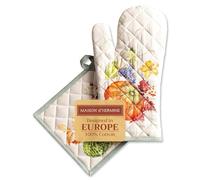 Maison d' Hermine Lumina Ensemble de Gants de Four (19cm x 33cm) et maniques (20cm x 20cm) pour Barbecue, Cuisson, Four, Micro-Ondes, grillades, Thanksgiving, Noël