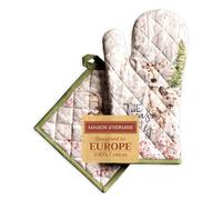 Maison d' Hermine Mountain Life Ensemble de Gants de Cuisine 100% Coton (19cm x 33cm) et manique (20cm x 20cm) pour Barbecue, Cuisine, Micro-Onde, Thanksgiving/Noël