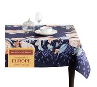Maison d' Hermine Nappe carrée 100% Coton - 152,4 x 152,4 cm - Réutilisable - pour décoration de l'Action de grâce, Salle à Manger, Ferme, fête Festive (Bleu Citrouille)