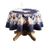 Maison d' Hermine Nappe Ronde 100% Coton - 160 cm - Réutilisable - Décoration Quotidienne pour Salle à Manger, Ferme, Maison, fête, fête et Mariage - Bleu Citrouille