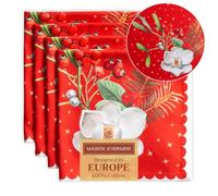 Maison d' Hermine Noel Lot de 4 Serviettes 100% Coton, Douces et Confortables, parfaites pour Les Repas de Famille, Les Mariages, Les Cocktails, la Cuisine, la Maison, Thanksgiving/Noël (45cm x 45cm)