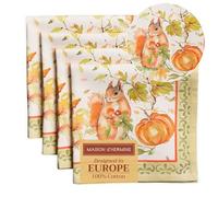 Maison d' Hermine Pumpkin Passion Lot de 4 serviettes de table, 100 % coton, douces et confortables, parfaites pour les dîners de famille, les mariages, les cocktails, Thanksgiving, Noël (45x45 cm)