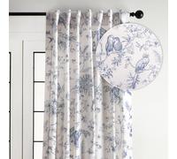 Maison d' Hermine Rideau sur Mesure 100% Coton - Facile à Suspendre avec Passe-Tringle et Passants - pour Salon, Chambre à Coucher, Bureau - 127 x 274 cm - Bleu - Printemps/été